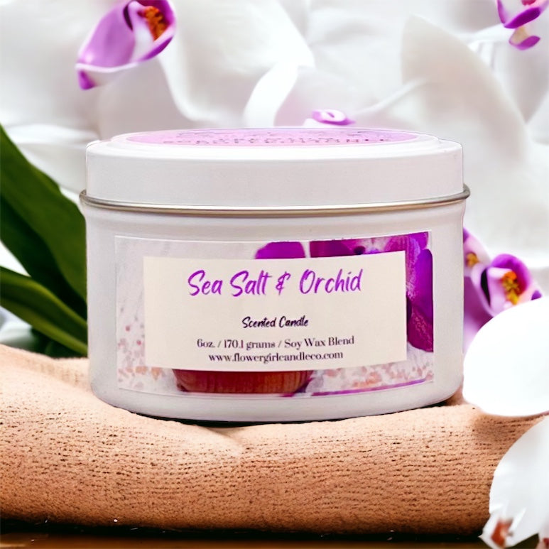 SEA SALT & ORCHID Soy Blend Candle Tin