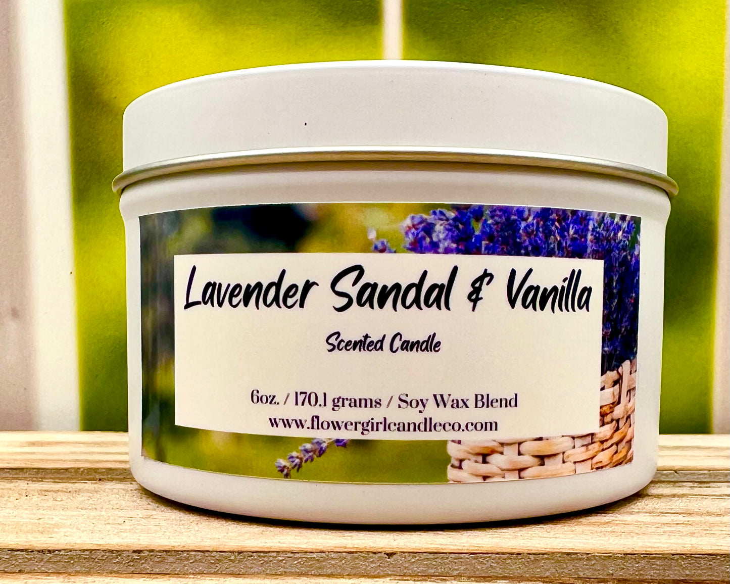 LAVENDER SANDAL & VANILLA Soy Blend Candle Tin